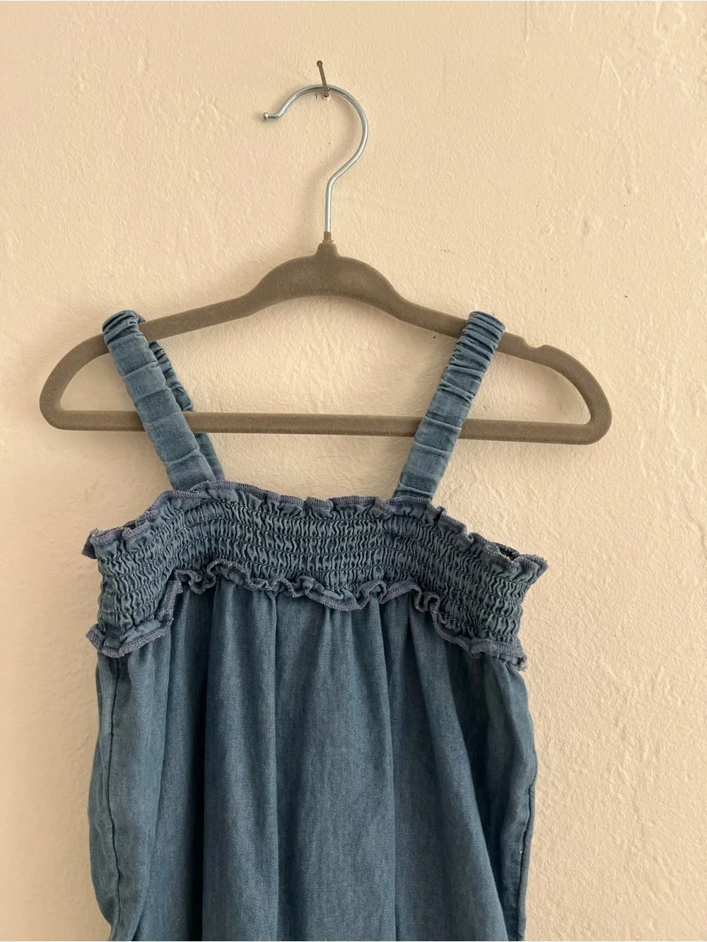 GAP Baby Denim Smocked Romper in Light Blue
